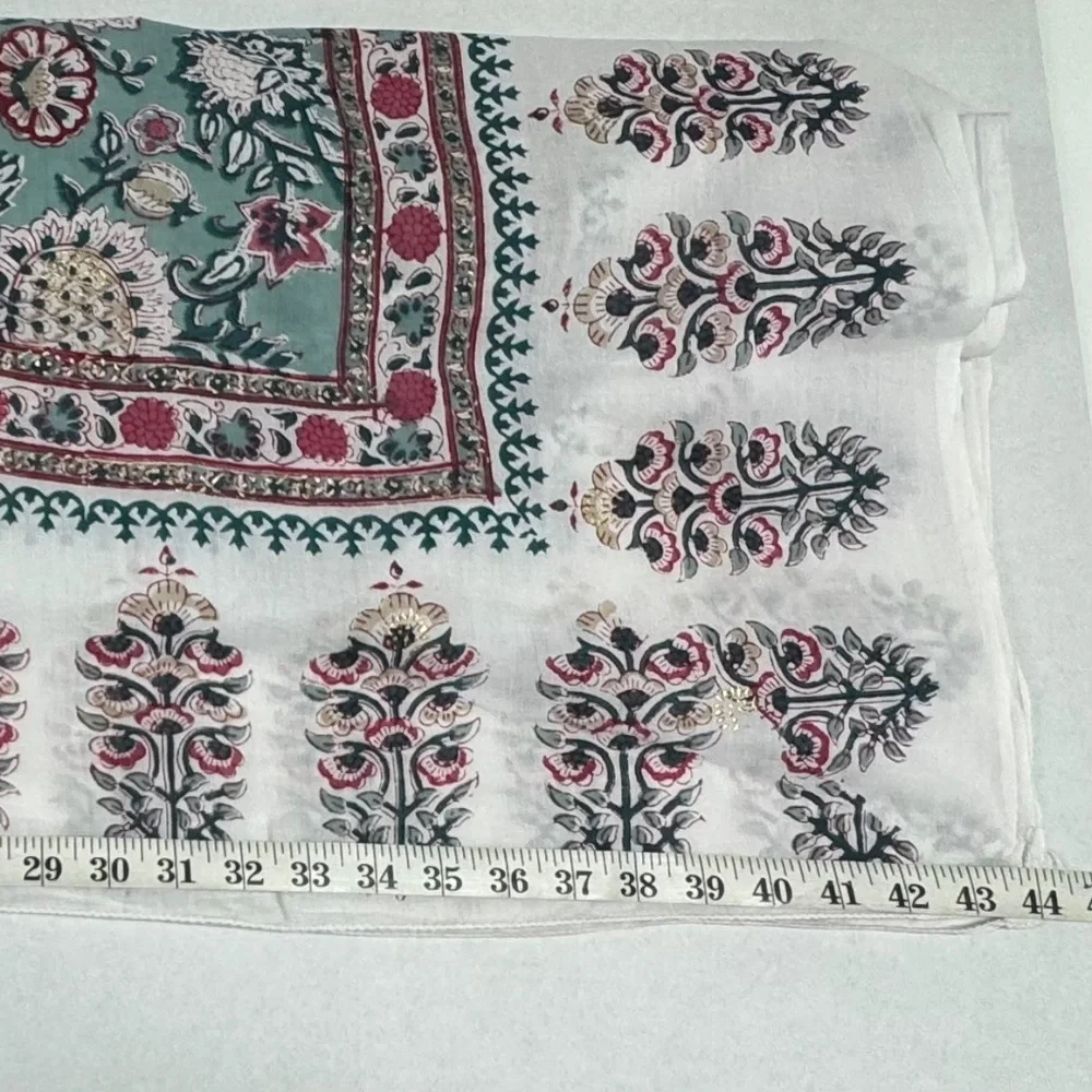 Indian‎ Hand Block Printed Cotton Scarf Or Sarong - 75